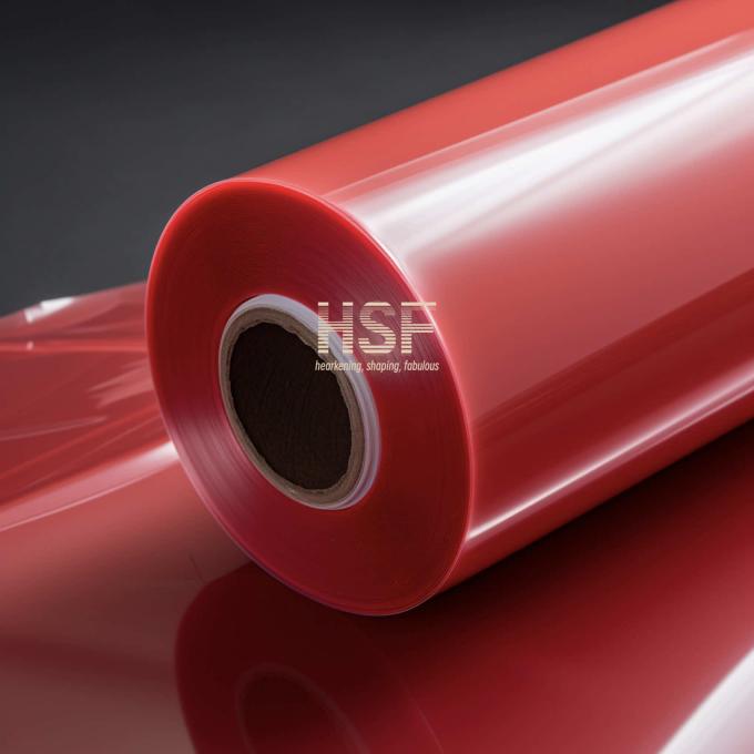 40Î¼m Red Opaque Monoaxially Oriented PE Film sample showing color consistency and texture