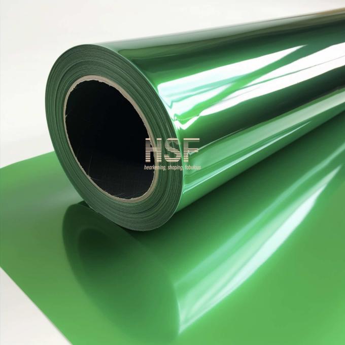 75Î¼m Translucent Green MOPP Silicone Release Film sample showing translucent green color and texture