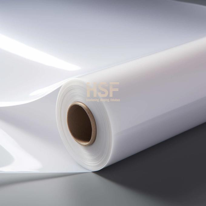 Close-up view of 50Î¼m opaque white cast polypropylene silicone coated release film showing texture and surface quality